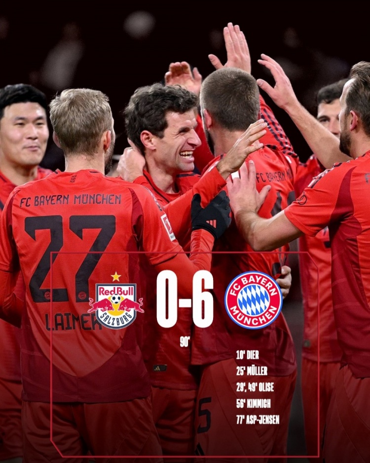 拜仁慕尼黑客场取胜，继续领跑德甲